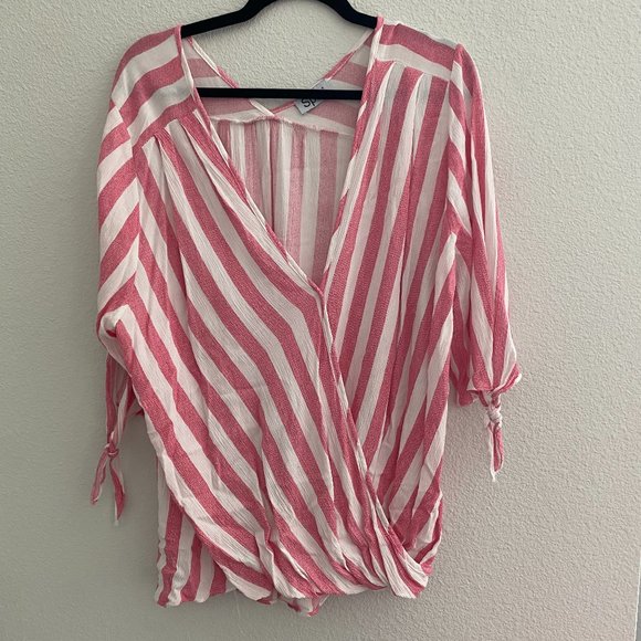 Spin USA Tops - Spin USA Striped Wrap Top